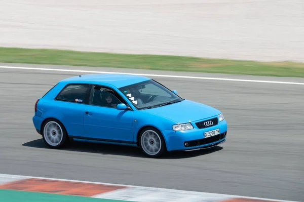 First Generation Blue Audi Running Valencia Racing Circuit — Stock Photo, Image