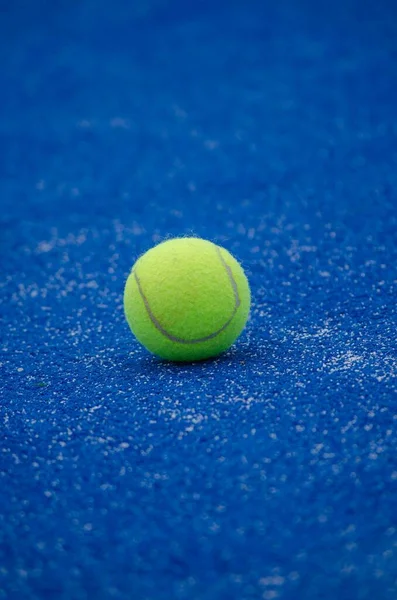 Selective Focus One Ball Blue Paddle Tennis Court — Stock Photo, Image