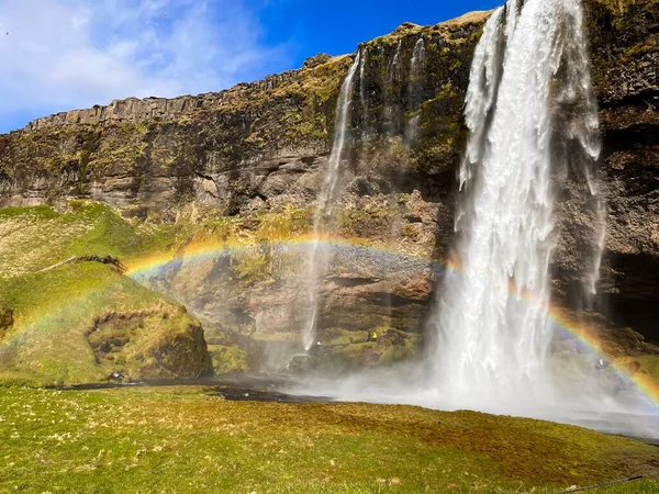 Egy Gyönyörű Felvétel Seljalandsfoss Vízesésről Izlandon — Stock Fotó