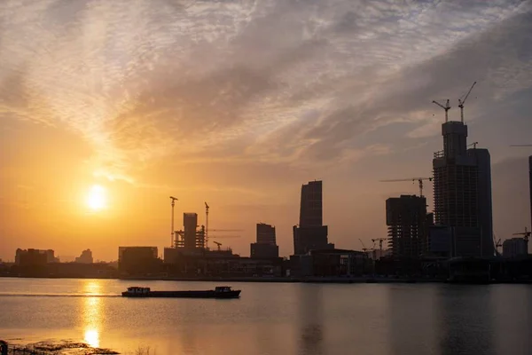 Sunset Huangpu River Shanghai City Chin — Stock Photo, Image