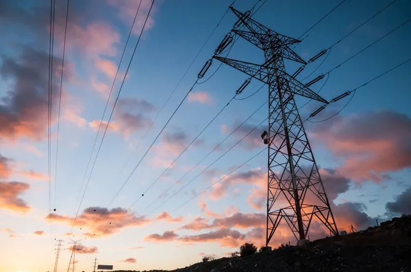 Nagyfeszültségű Elektromos Erőátvitel Tower Energy Pylon — Stock Fotó