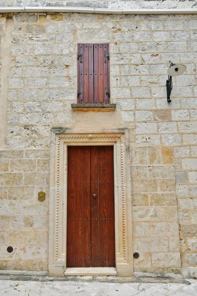 Door Ancient House Historic Center Tricase Medieval Town Puglia Region — Stock Photo, Image