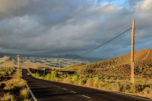 Einsame Straße Der Wüste Teneriffa Kanarische Inseln — Stockfoto