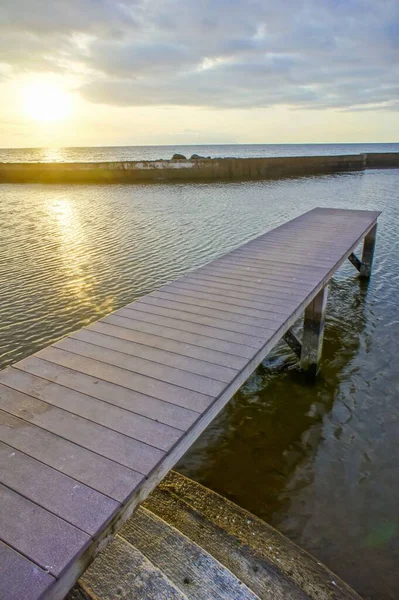 Lever Soleil Sur Une Jetée Dessus Océan Atlantique Ténérife Îles — Photo