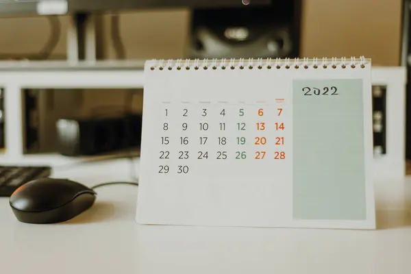 Крупный План Календаря Рабочем Столе — стоковое фото