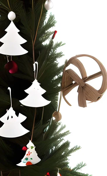 Eine Vertikale Darstellung Von Weihnachtsschmuck Weihnachtsbaum — Stockfoto