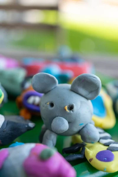 Vertical View Handmade Cute Mouse Made Clay — Stock Photo, Image