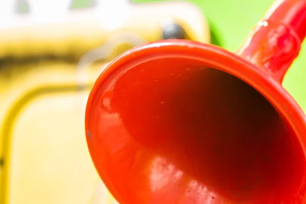 Closeup Shot Red Pipe Playground Stock Picture