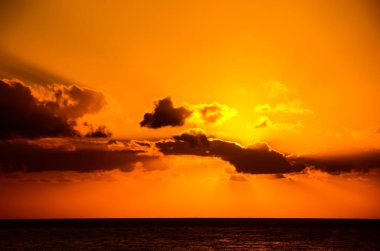 Tenerife Kanarya Adası İspanya 'da Atlantik Okyanusunda Güneş Batıyor