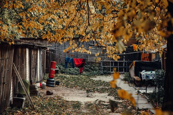 空荡荡的庭院里秋天的景色 — 图库照片