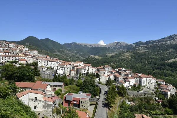 High Angle Narrow Street Old Houses Aieta Village Calabria Region — Stock Photo, Image