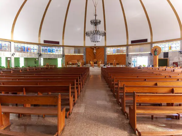 Interior Gereja Kota Belo Horizonte Yesus Kristus Dipaku Kayu Salib — Stok Foto