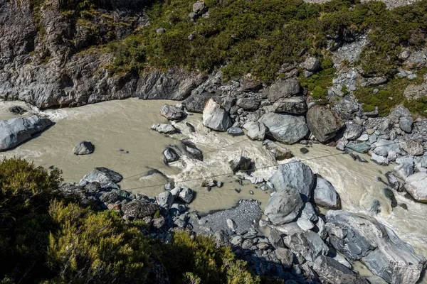 Tor Doliny Hooker Parku Narodowym Cook Wyspa Południowa Nowa Zelandia — Zdjęcie stockowe