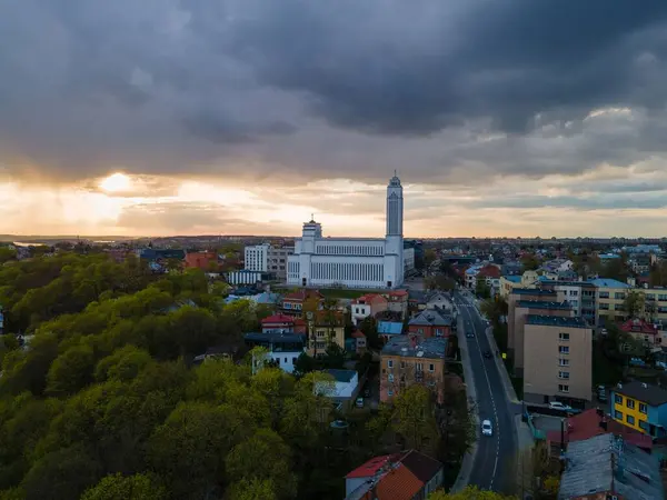 Een Christuskerk Bij Bewolkt Weer Kaunas Litouwen — Stockfoto