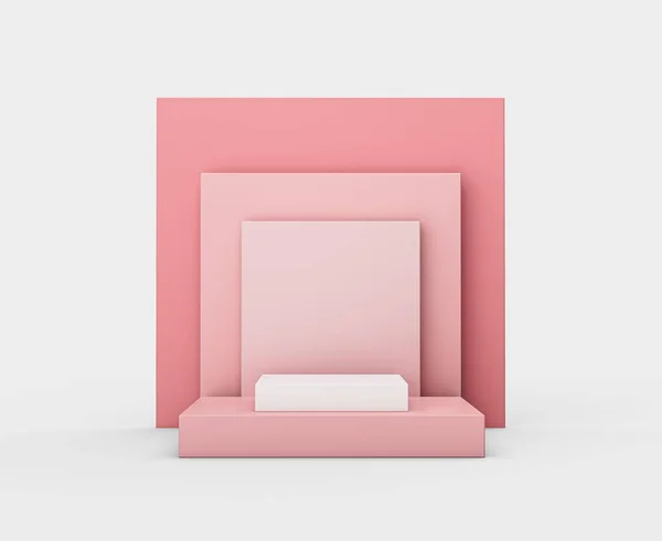 Μια Τρισδιάστατη Απεικόνιση Ενός Minimal Ροζ Σκηνικού Για Κάποια Προϊόντα — Φωτογραφία Αρχείου