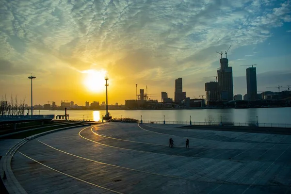 Sunset Huangpu River Shanghai City Chin — Stock Photo, Image