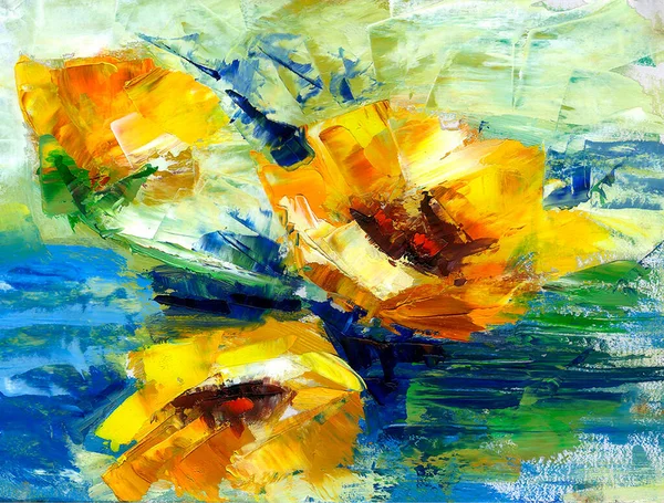 Een Abstract Schilderij Van Gele Bloemen — Stockfoto