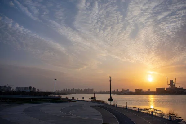 Sunset Huangpu River Shanghai City Chin — Stock Photo, Image