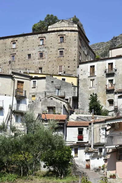 Colpo Verticale Del Vecchio Villaggio Orsomarso Calabria Italia — Foto Stock