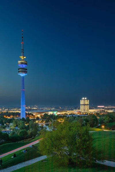 Breathtaking View Illuminated Munich Cityscape Olympiaturmin — Stock Photo, Image