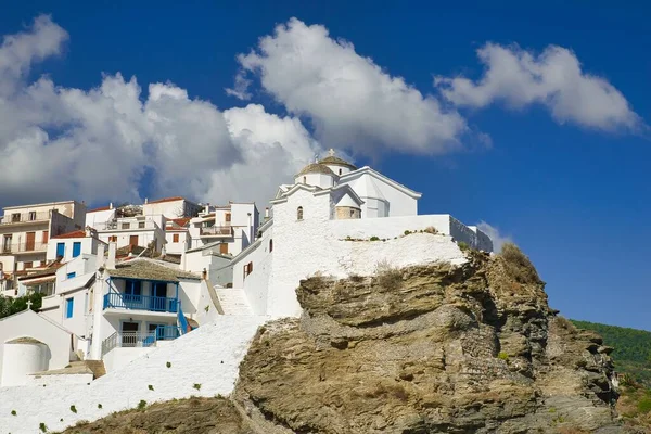 Beautiful Byzantine White Church Rock Skopelos Island Greece — Stock Photo, Image
