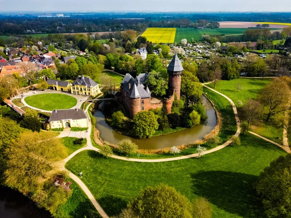 Una Foto Aerea Del Castello Linn Linn Krefeld Germania — Foto Stock