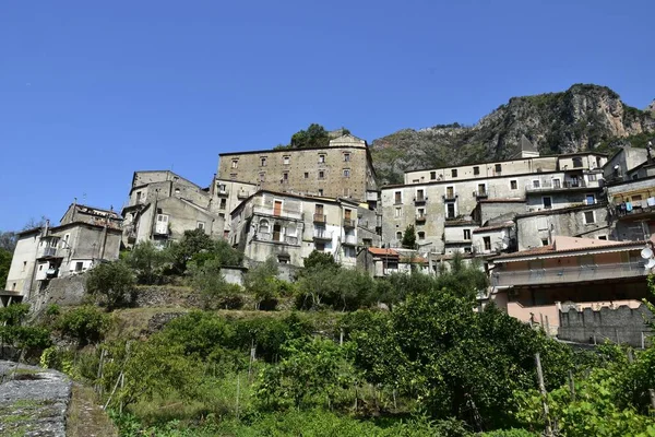 Panoramatický Výhled Orsomarso Starou Vesnici Oblasti Kalábrie Itálie — Stock fotografie