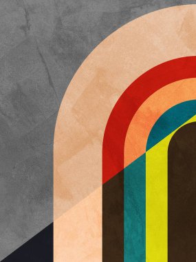 Oturma odası, yatak odası, mutfak ve ofis için mükemmel renklere sahip minimalist geometrik soyut sanat