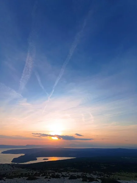 Ein Schöner Sonnenuntergang Von Der Spitze Der Insel Krk Kroatien — Stockfoto
