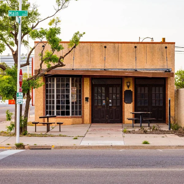 Снимок Старого Захудалого Ресторана Центре Города Главной Улице Лаббок Техас — стоковое фото