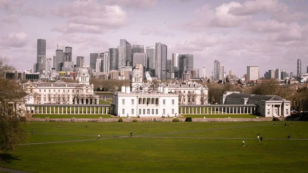 Royal Naval College Greenwich Londres Com Horizonte Cidade Segundo Plano — Fotografia de Stock