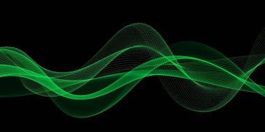 Siyah arkaplanda Güzel Soyut Açık Yeşil Dalga