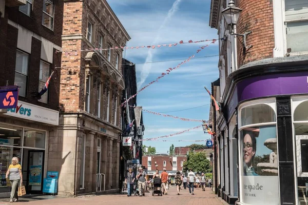 Nantwich Lagerfotografi Stad Sunny Day Town Centre Village Town Shopping — Stockfoto