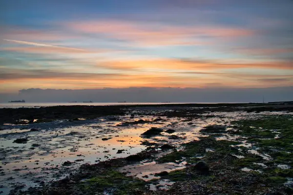 Beautiful View Landscape Rocky Coast Sunset Background — Stock Photo, Image
