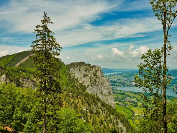 Vue Panoramique Almkogel Sur Mondsee Les Montagnes Mondseeland Autriche — Photo