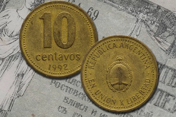 Zwei Stücke Einer Argentinischen Centavos Münze — Stockfoto