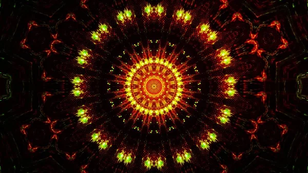 Das Abstrakte Uhd Helle Kaleidoskopische Mandala Muster Auf Dunklem Hintergrund — Stockfoto