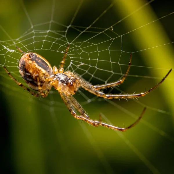 Gros Plan Une Araignée Dans Toile Araignée — Photo