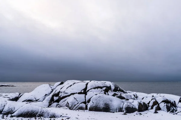 Paisagem Inverno Nas Falésias Fora Varberg Suécia — Fotografia de Stock
