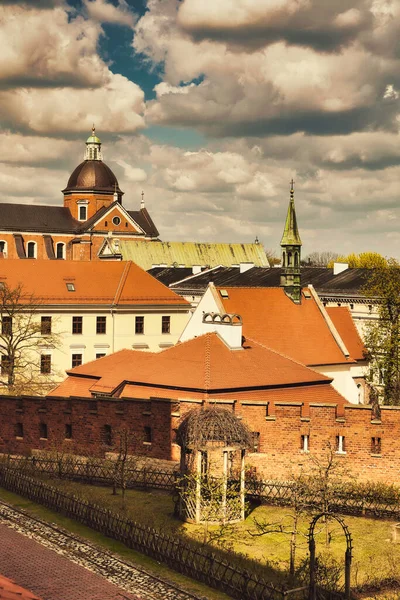 Colpo Verticale Dei Vecchi Edifici Cracovia Dal Castello Wawel — Foto Stock