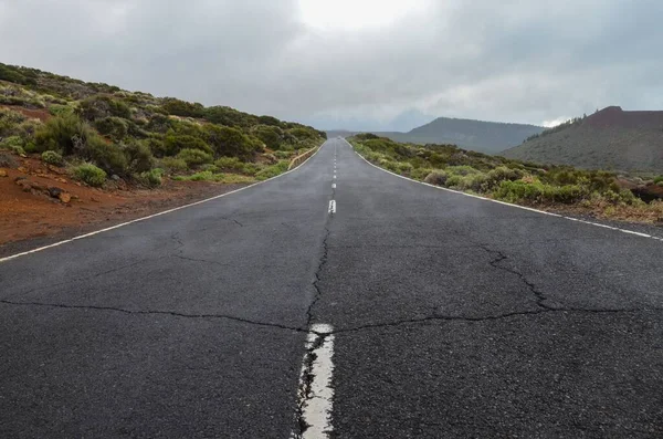 Carretera Día Nublado Parque Nacional Teide Tenerife Islas Canarias España — Foto de Stock