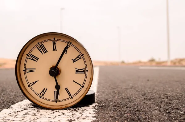 Time Concept Alarm Clock Asphalt Street — Stock Photo, Image