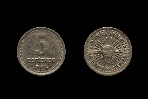 Deux Pièces Une Monnaie Centavos Argentine — Photo