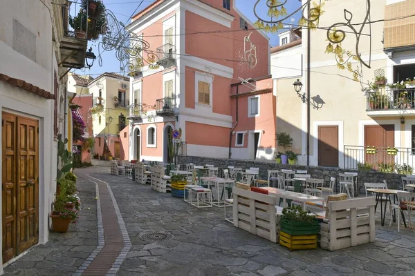 Uma Rua Estreita Com Edifícios Antigos San Nicola Arcella Aldeia — Fotografia de Stock