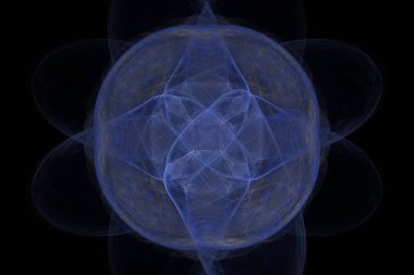 Dijital Fraktal Render Enfes Dinamik akan mavi enerji çizgileri dönme simetrisini gösteriyor - yüksek kaliteli soyut arkaplan