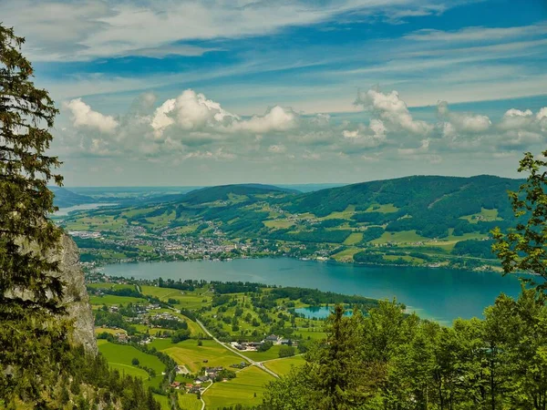 Panorama Depuis Almkogel Sur Mondsee Les Montagnes Mondseeland — Photo