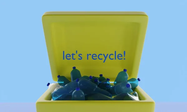 Ilustração Caixote Lixo Para Reciclagem Vamos Reciclar Cartaz Conceito Cuidado — Fotografia de Stock