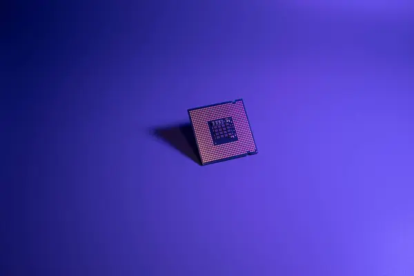 Aclose Cpu Fundo Azul — Fotografia de Stock