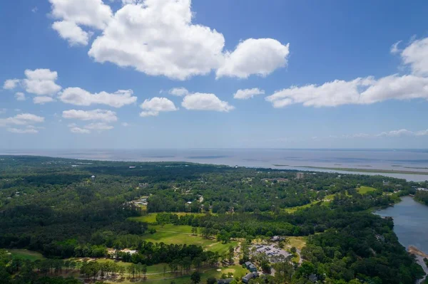 Una Vista Aérea Bosque Bahía Móvil Daphne Alabama Fondo Nublado — Foto de Stock