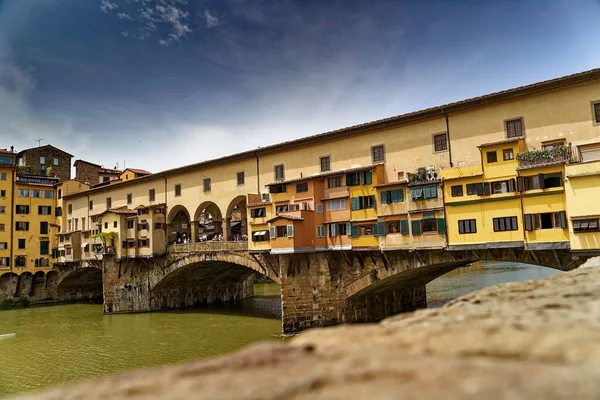 Uma Bela Vista Ponte Vecchio Ponte Arco Spandrel Fechado Florença — Fotografia de Stock